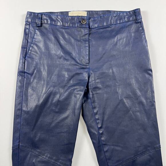 Nicole Miller Artelier Coated Navy Blue Skinny Jeans Zipper Ankle Size 6 - Picture 2 of 13